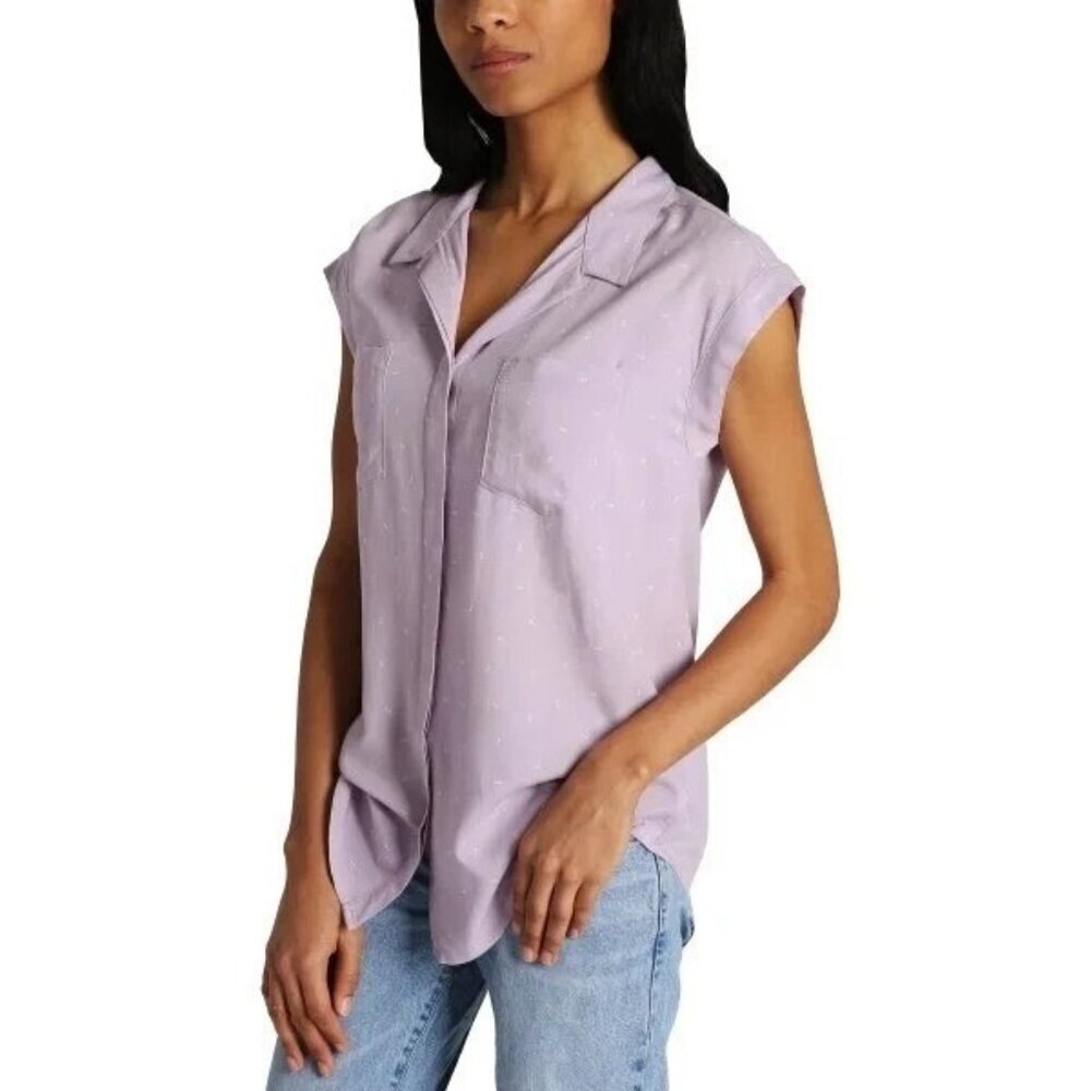Jachs Girlfriend Women's XL Lavender Polka Dot Sleeveless Button-Down Shirt n114